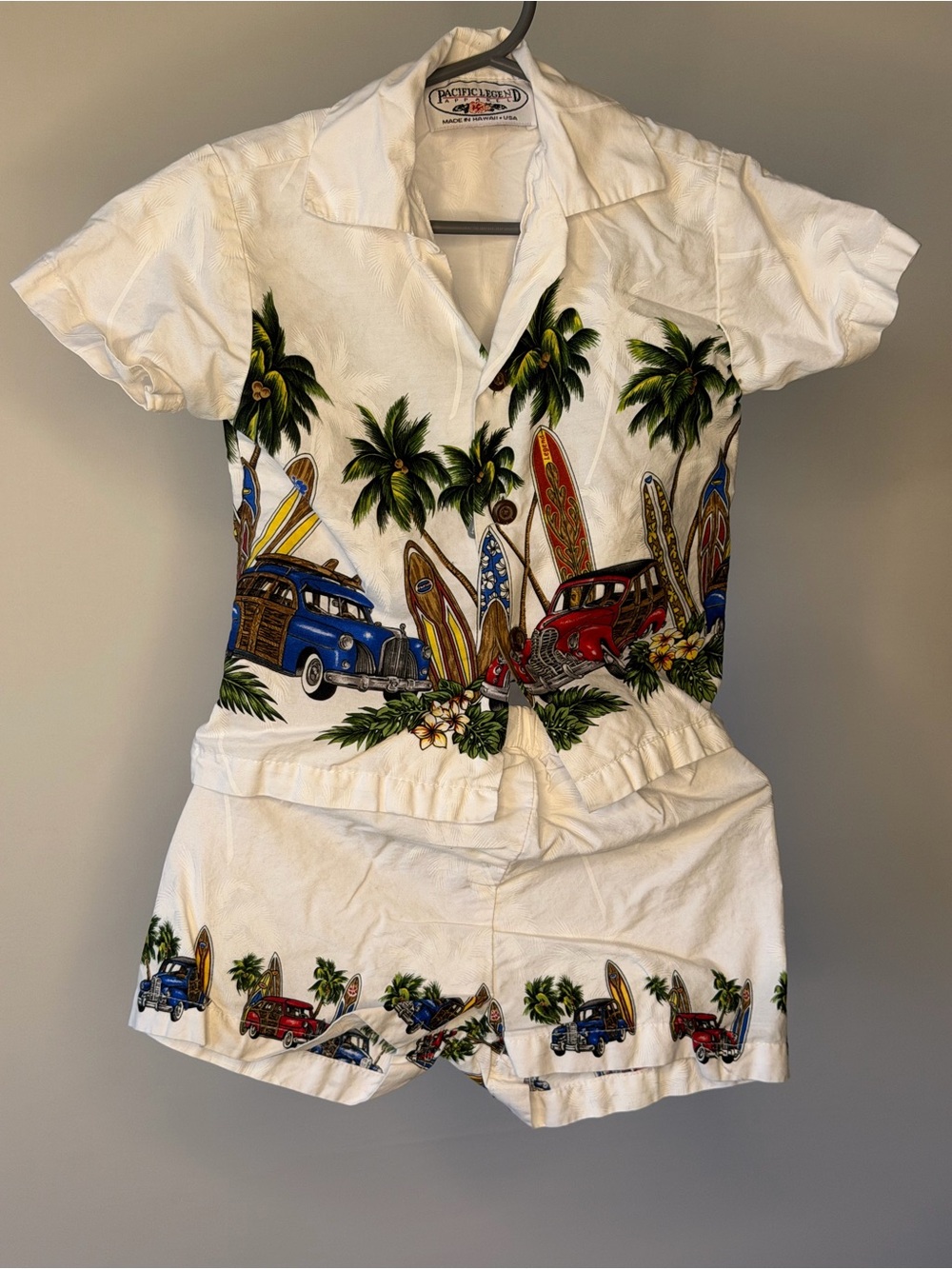 Old Time Woodie Surfboard Boy's 2pc Hawaiian Cabana Set from Maui size 1T